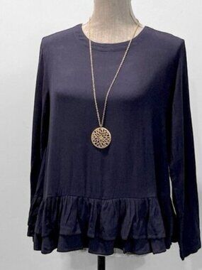 Rodebjer Lindy Blue Pablum Frill Long Sleeve Ruffle Tunic